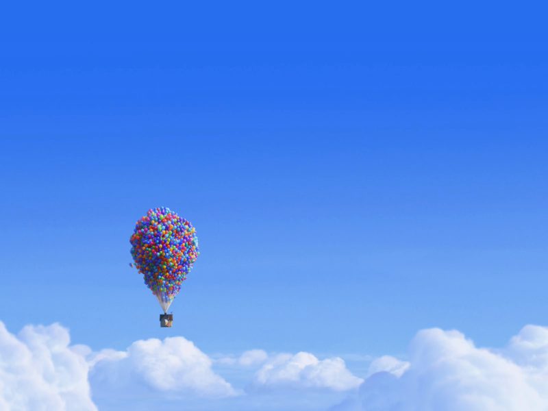 Синий, Облака, Pixar, Кино, Плавающей, Дома, Вверх ( фильм ), Воздушные шары