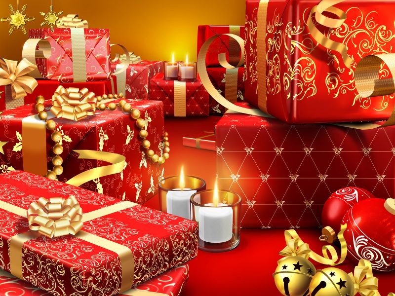Красный цвет, Рождество, Подарки, Праздники, Украшения