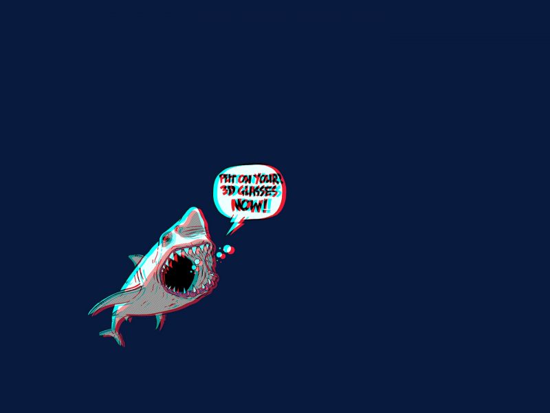 3D вид (3д), Смешное, Акулы
